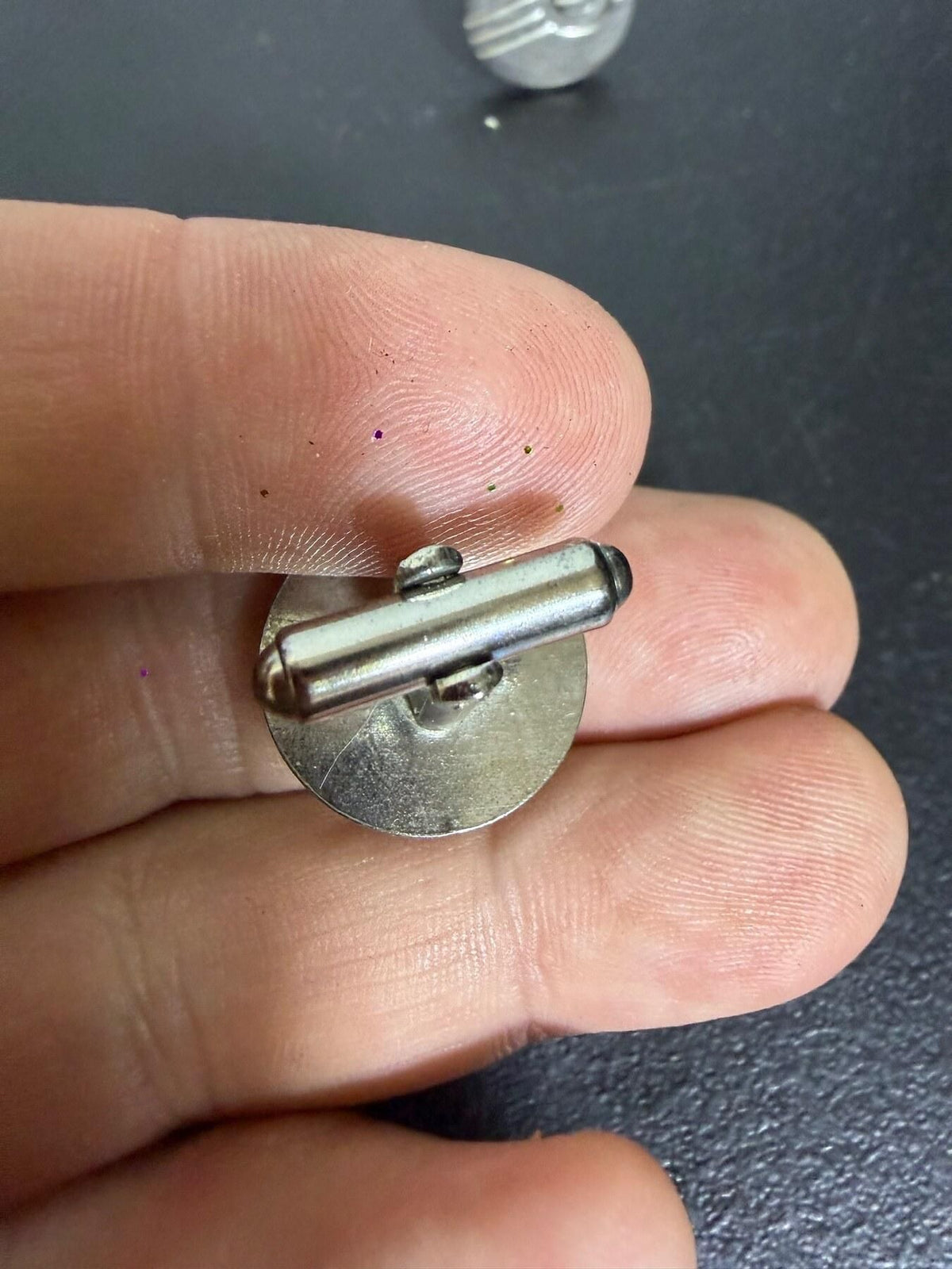 Vintage Mid-Century Geometric Silver Tone Cufflinks - Wormhole Thrift