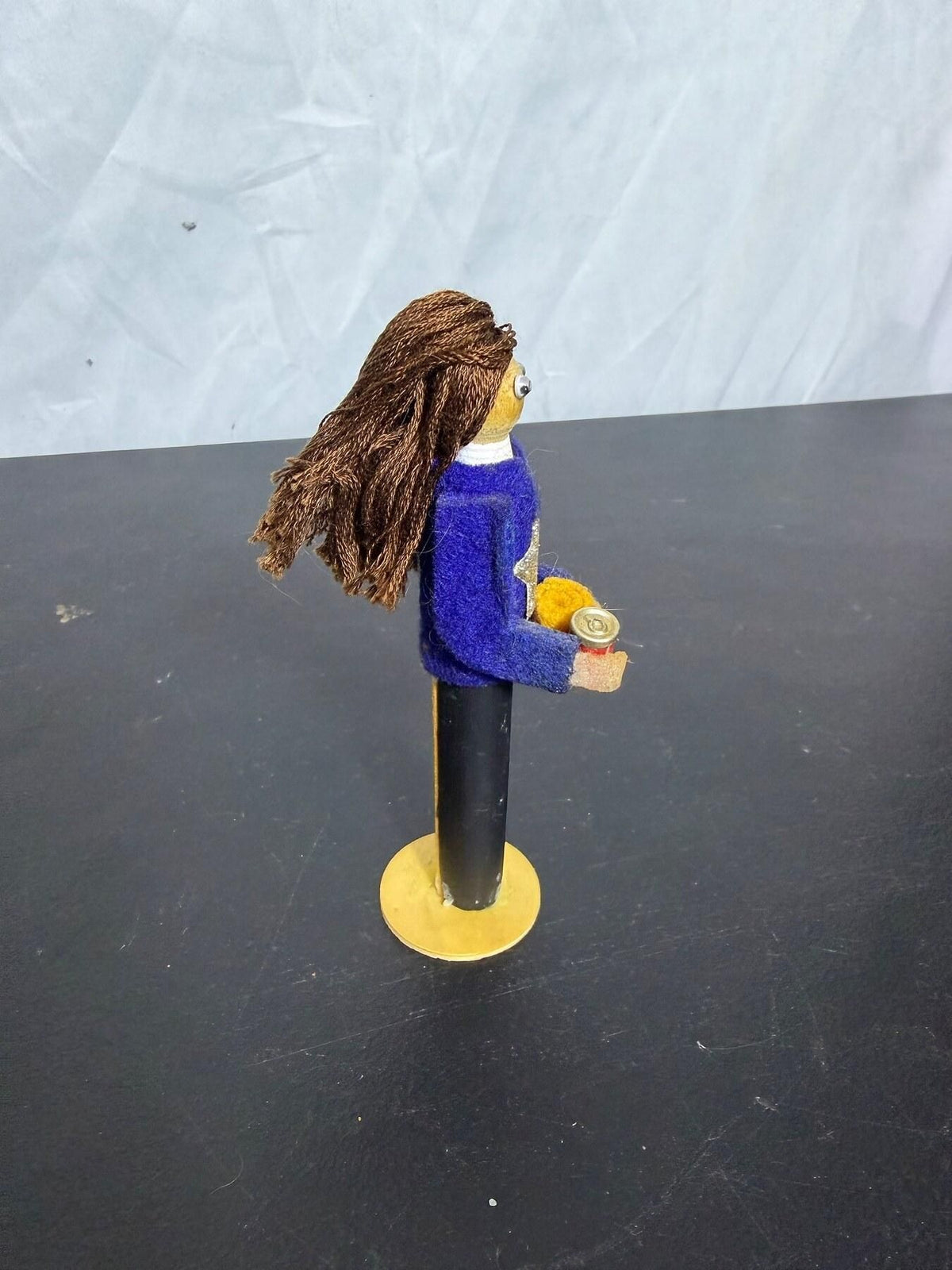 Vintage Handmade Folk Art Doll Figurine with Coca-Cola Can - Wormhole Thrift