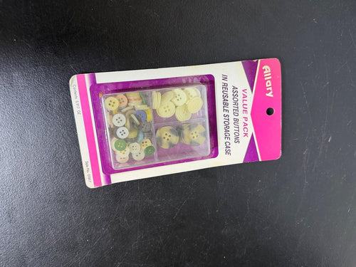 Allary Value Pack Assorted Buttons in Reusable Storage Case Style DT817 - Wormhole Thrift