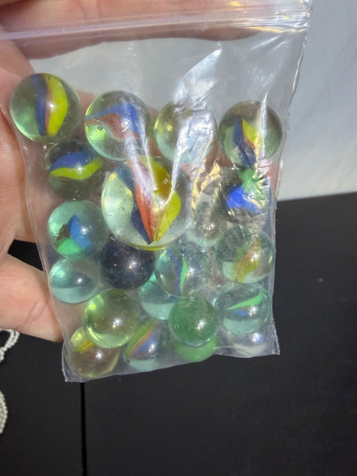Vintage Glass Marbles Assorted Colors Swirl Designs Lot - Wormhole Thrift
