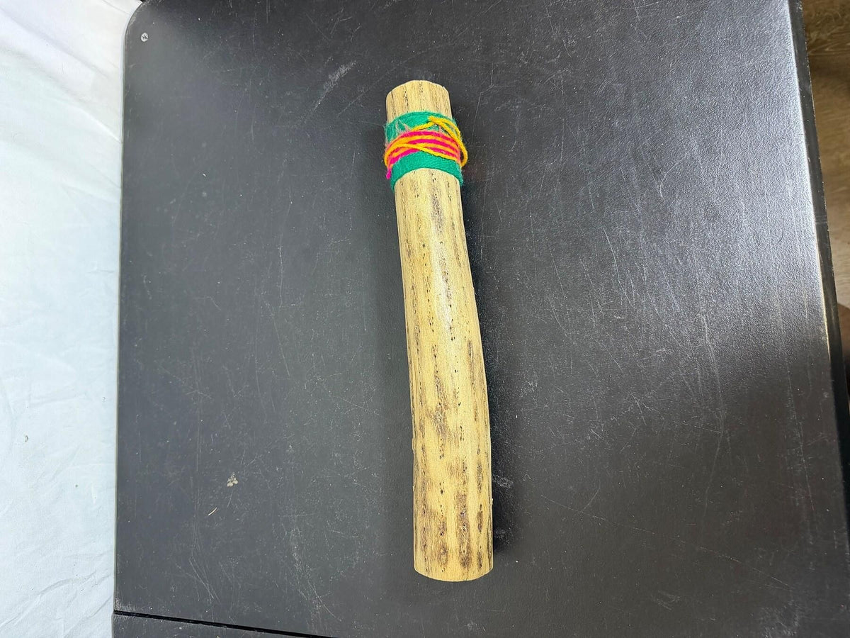 Vintage Wooden Rainstick Folk Art Musical Instrument 13.5" Long - Wormhole Thrift