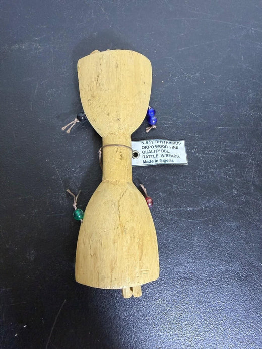 RHYTHMKIDS Okpo Wood Double Rattle Percussion Instrument Made in Nigeria - Wormhole Thrift