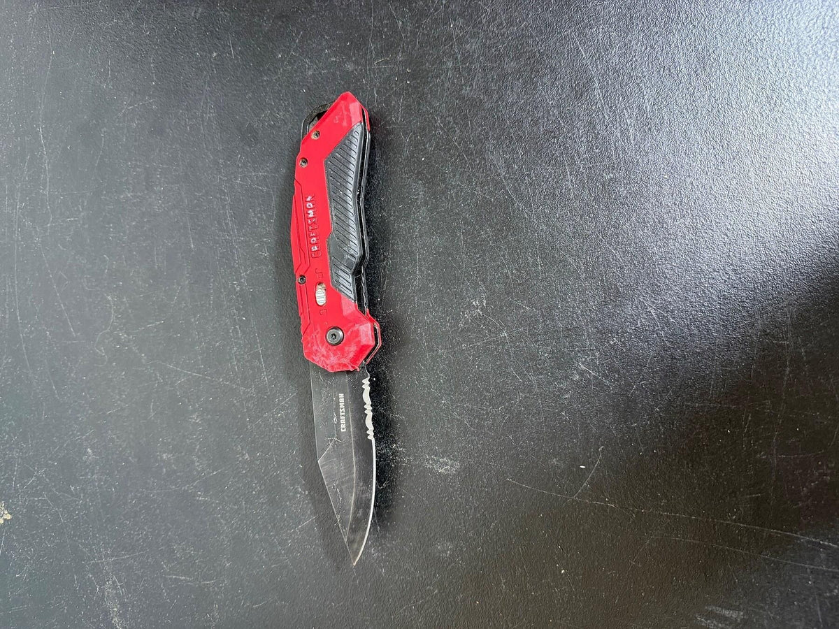 Craftsman Red & Black Folding Utility Knife Partially Serrated Blade - Wormhole Thrift
