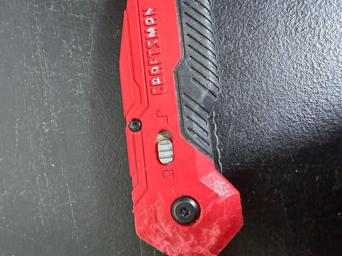 Craftsman Red & Black Folding Utility Knife Partially Serrated Blade - Wormhole Thrift