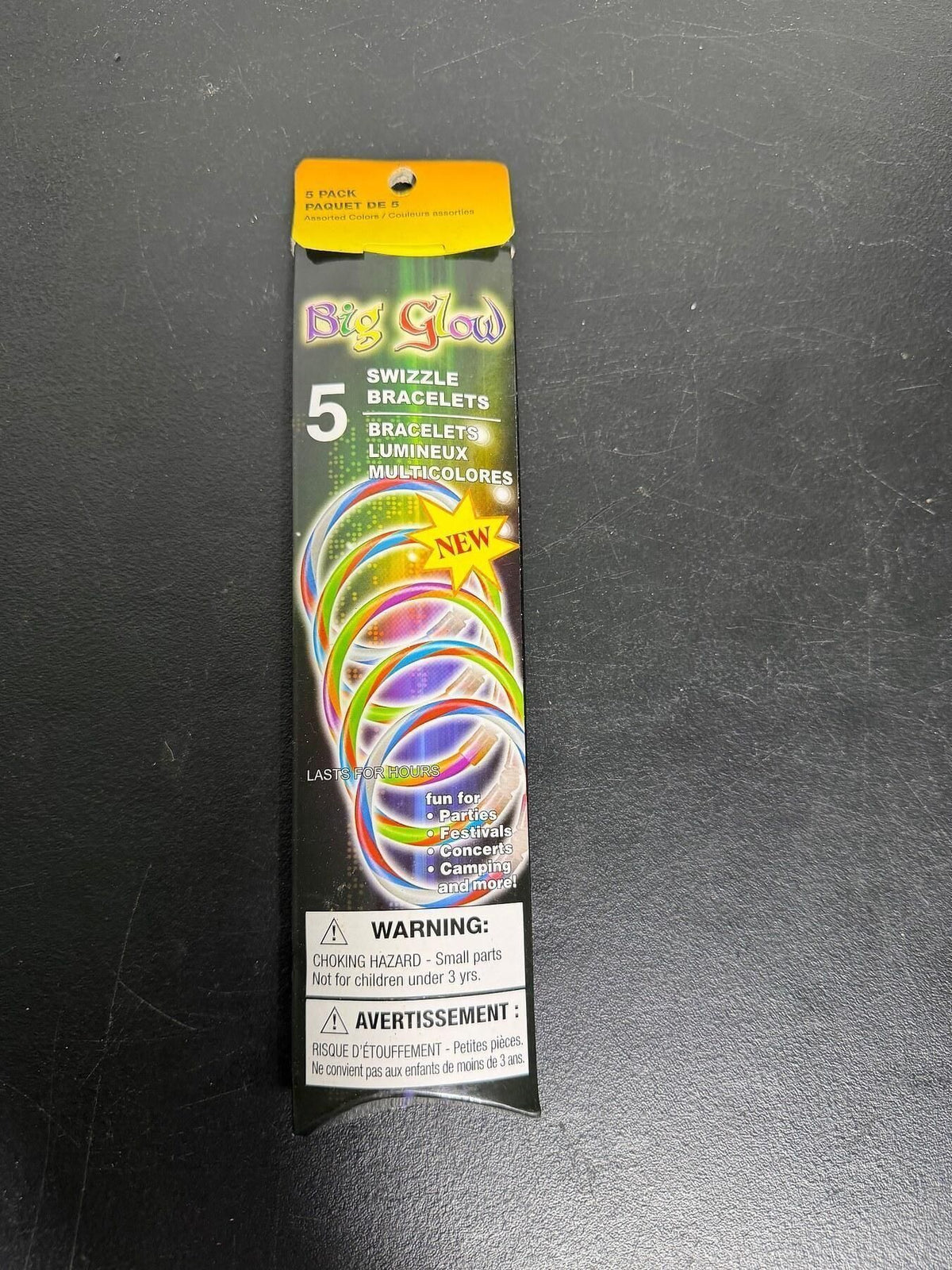 Big Glow Swizzle Bracelets 5-Pack Assorted Colors New Sealed - Wormhole Thrift