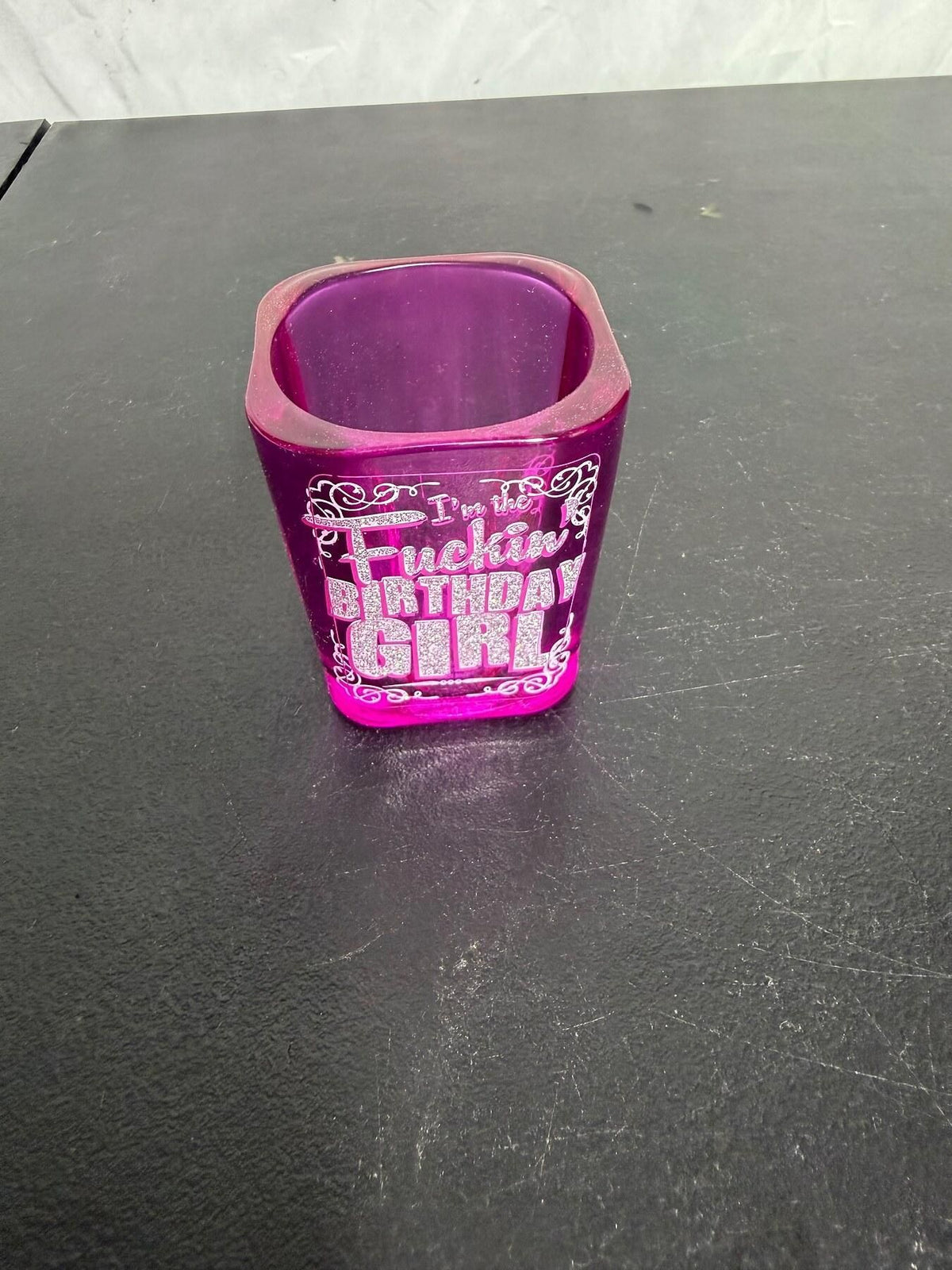 Silver Buffalo 'I'm the F***ing Birthday Girl' Pink Plastic Shot Glass - Wormhole Thrift