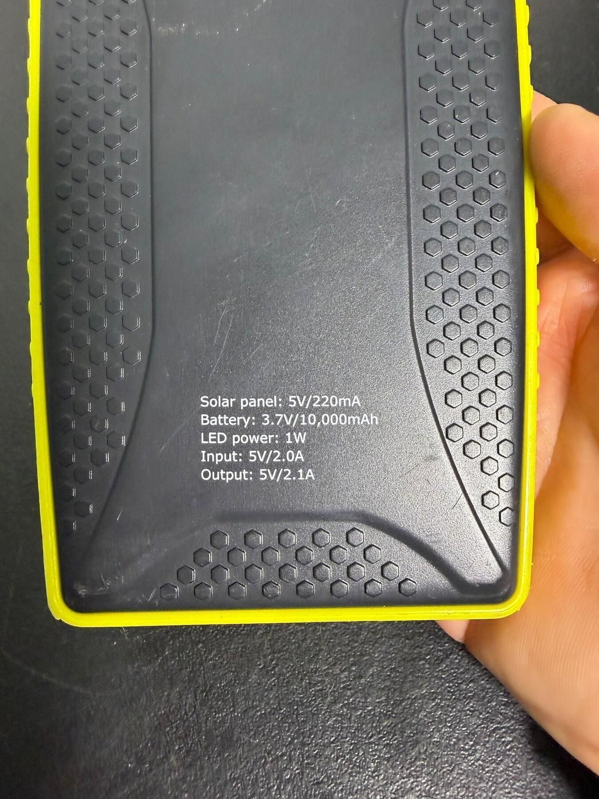 Secur 10000mAh Solar Power Bank Portable Charger w/ LED Light Yellow Black - Wormhole Thrift