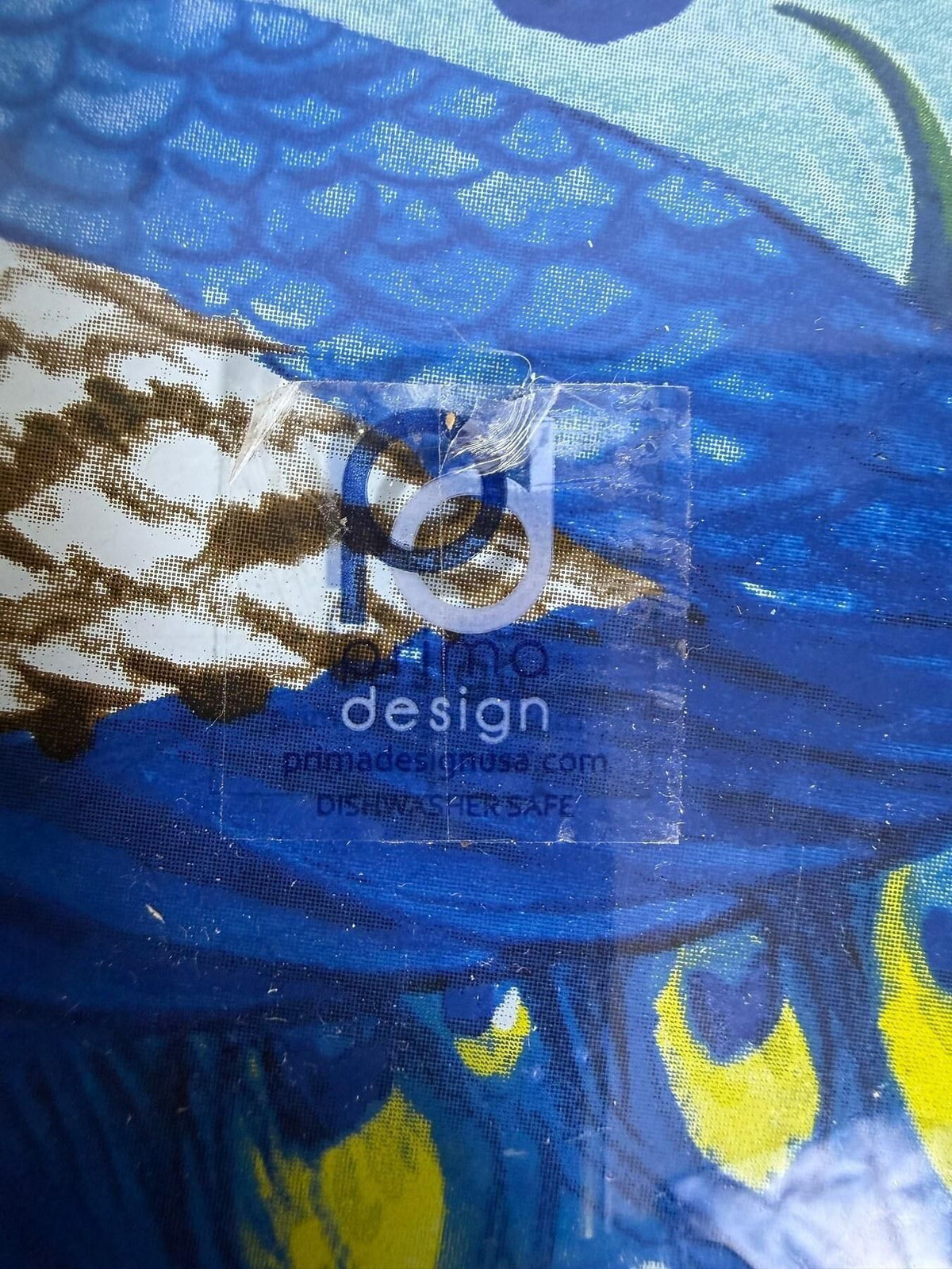 Prima Design Blue Peacock Glass Serving Tray Platter Dishwasher Safe - Wormhole Thrift