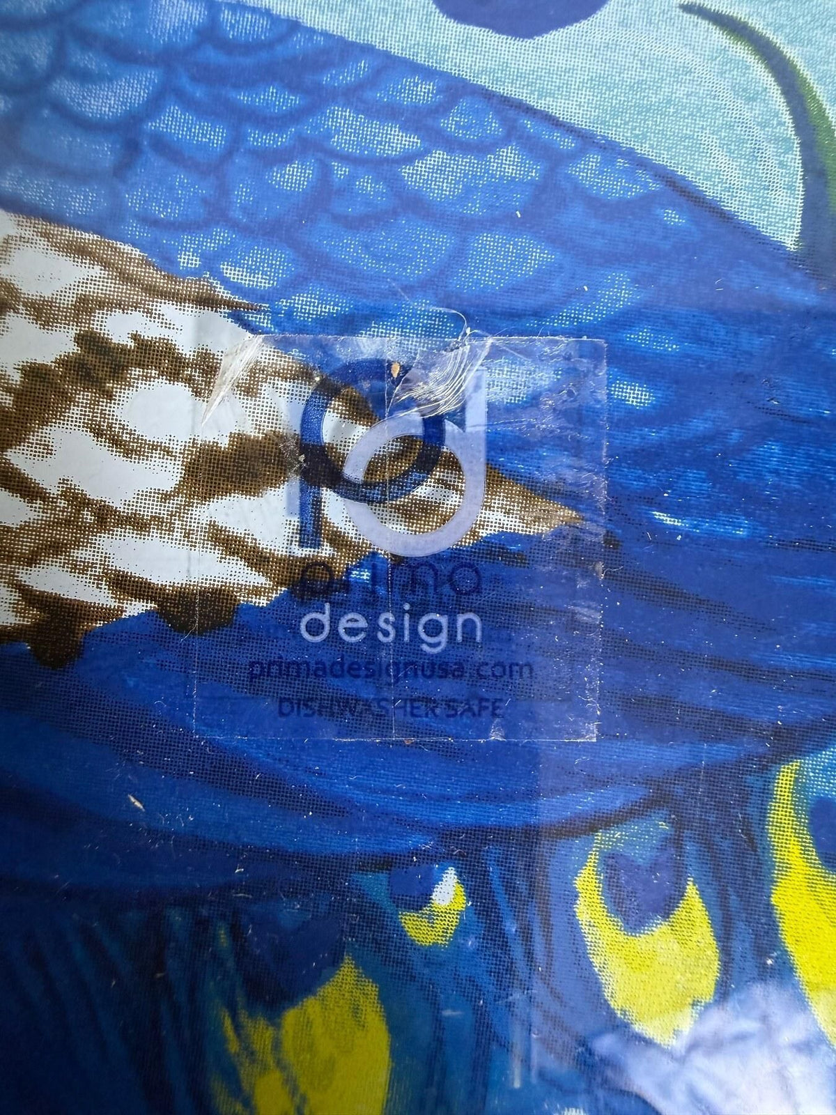 Prima Design Blue Peacock Glass Serving Tray Platter Dishwasher Safe - Wormhole Thrift
