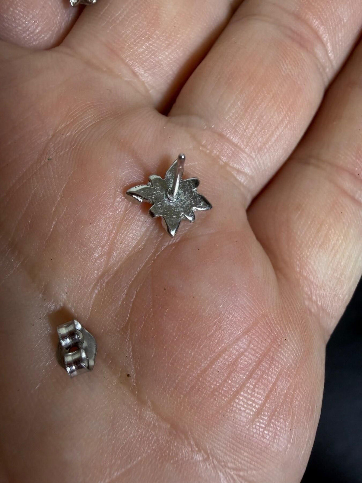 Silver Tone Turquoise Star Flower Stud Earrings - Wormhole Thrift