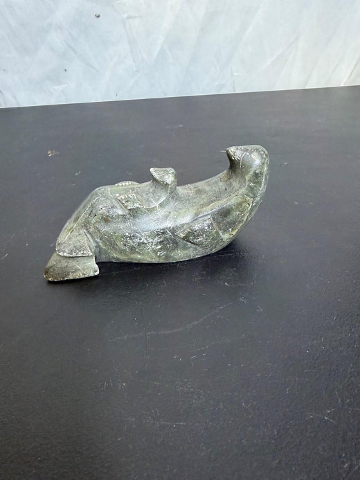 Vintage Carved Stone Seal or Otter Animal Sculpture Figurine - Wormhole Thrift