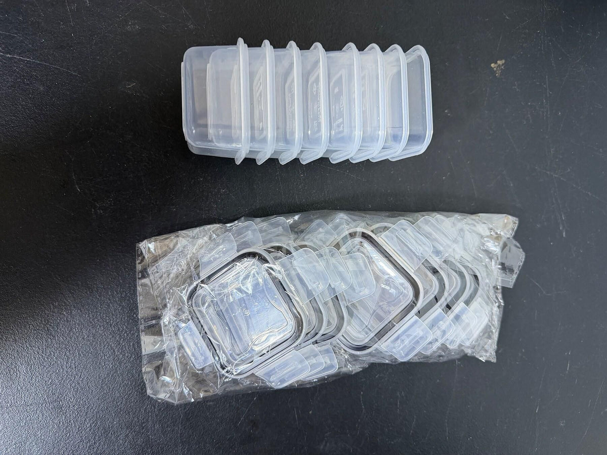Set of 8 Small 60ml Clear Plastic Storage Containers with Lids - Wormhole Thrift