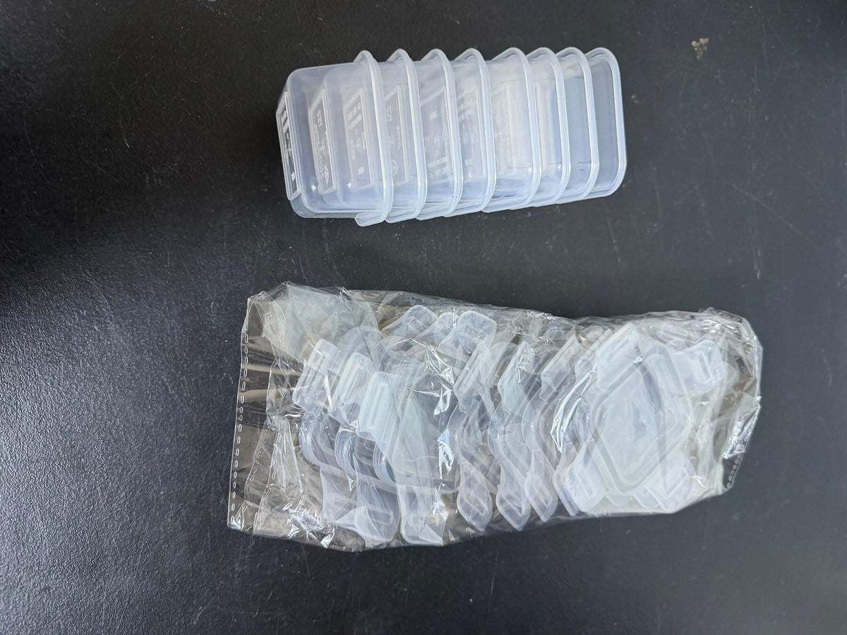 Set of 8 Small 60ml Clear Plastic Storage Containers with Lids - Wormhole Thrift