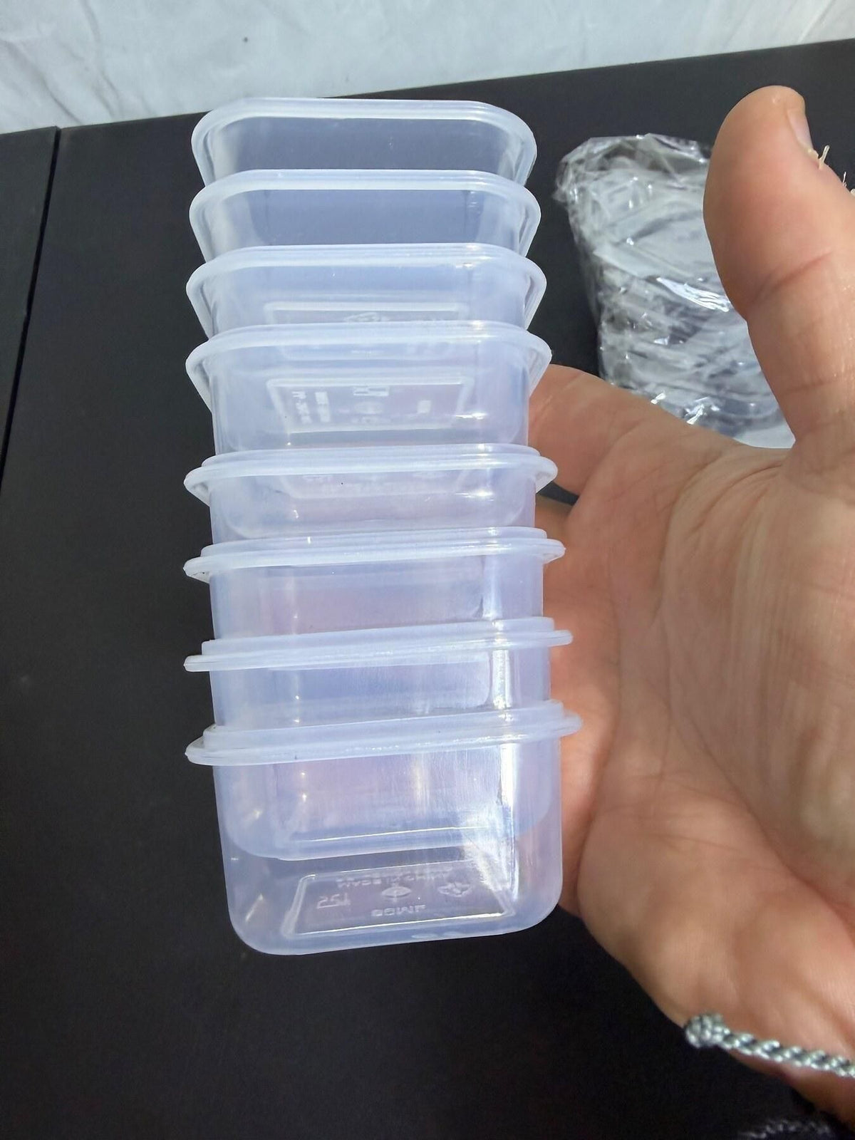 Set of 8 Small 60ml Clear Plastic Storage Containers with Lids - Wormhole Thrift