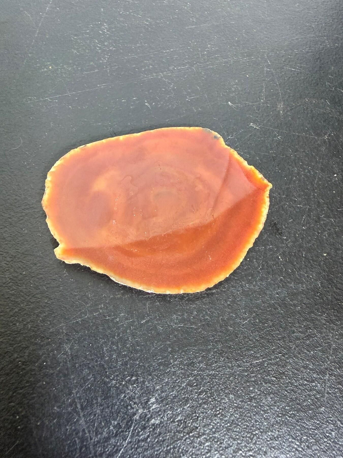 Natural Red Orange Carnelian Agate Stone Slice - Wormhole Thrift