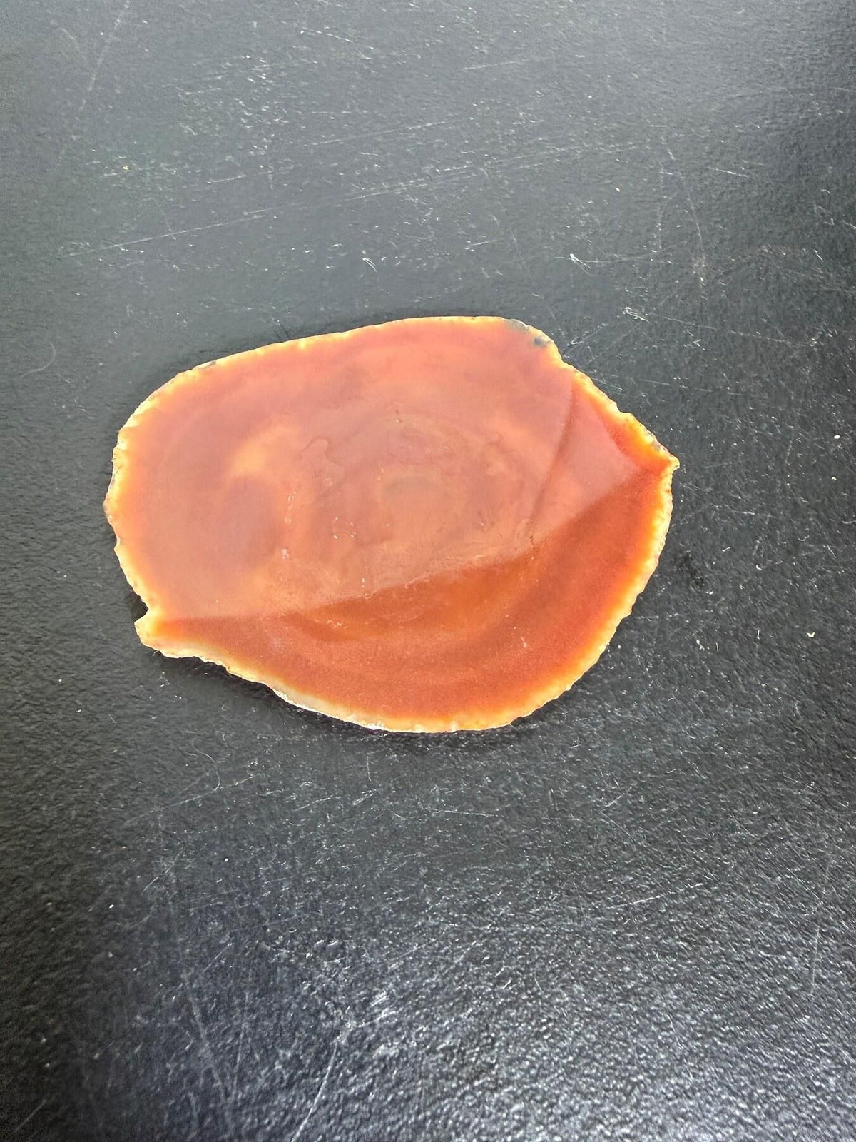 Natural Red Orange Carnelian Agate Stone Slice - Wormhole Thrift
