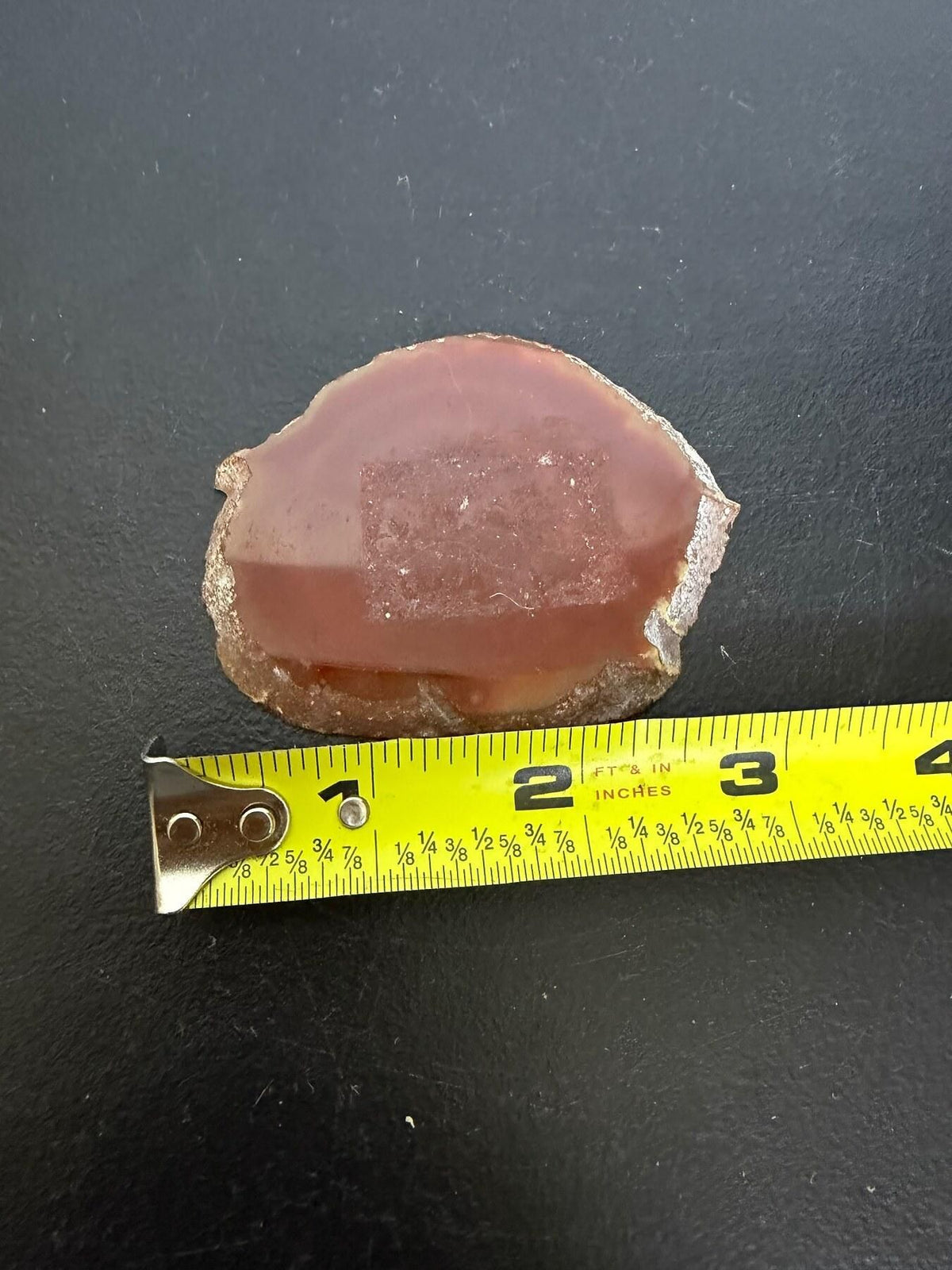 Natural Red Orange Carnelian Agate Stone Slice - Wormhole Thrift