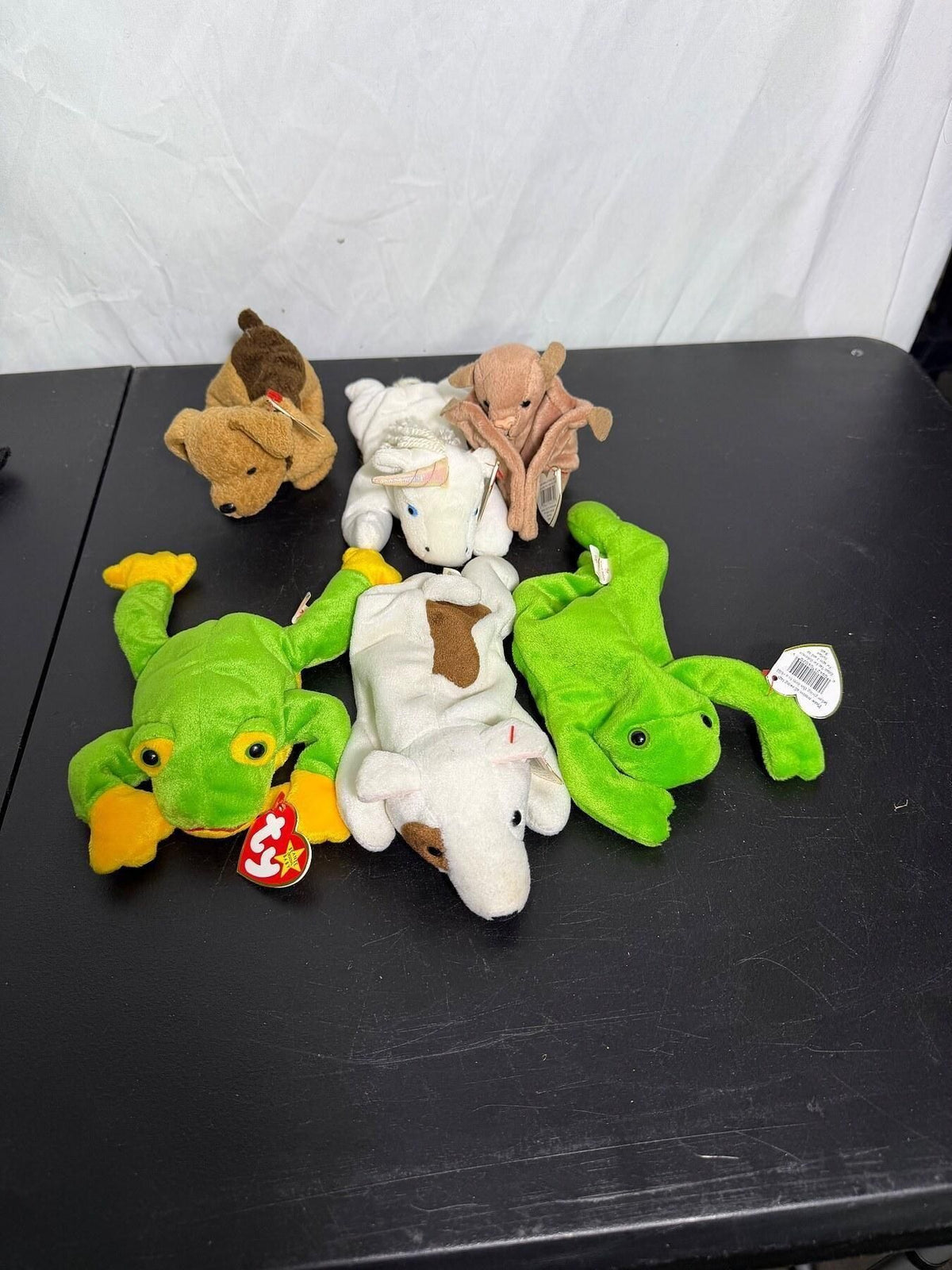 Vintage Ty Beanie Babies Lot of 6: Smoochy, Butch, Legs, Tuffy, Mystic, Batty - Wormhole Thrift