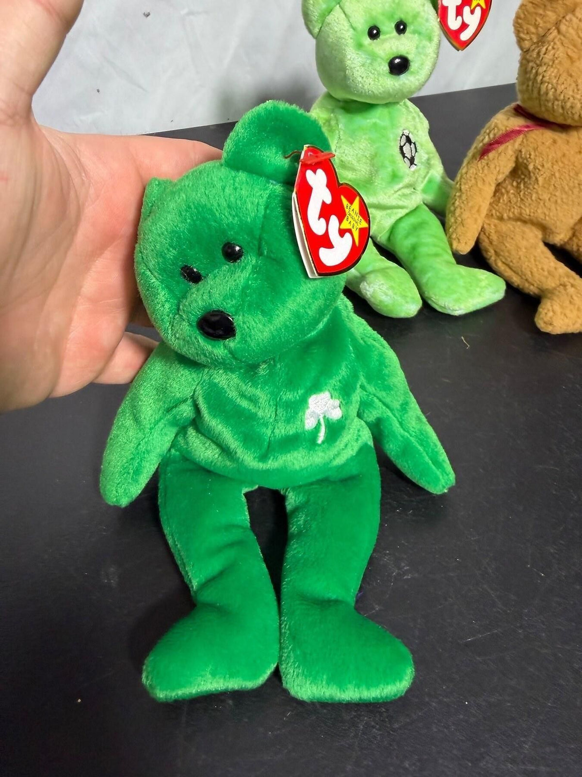 Vintage Ty Beanie Babies Lot of 3: Erin, Kicks, Curly Bears w/ Tags - Wormhole Thrift