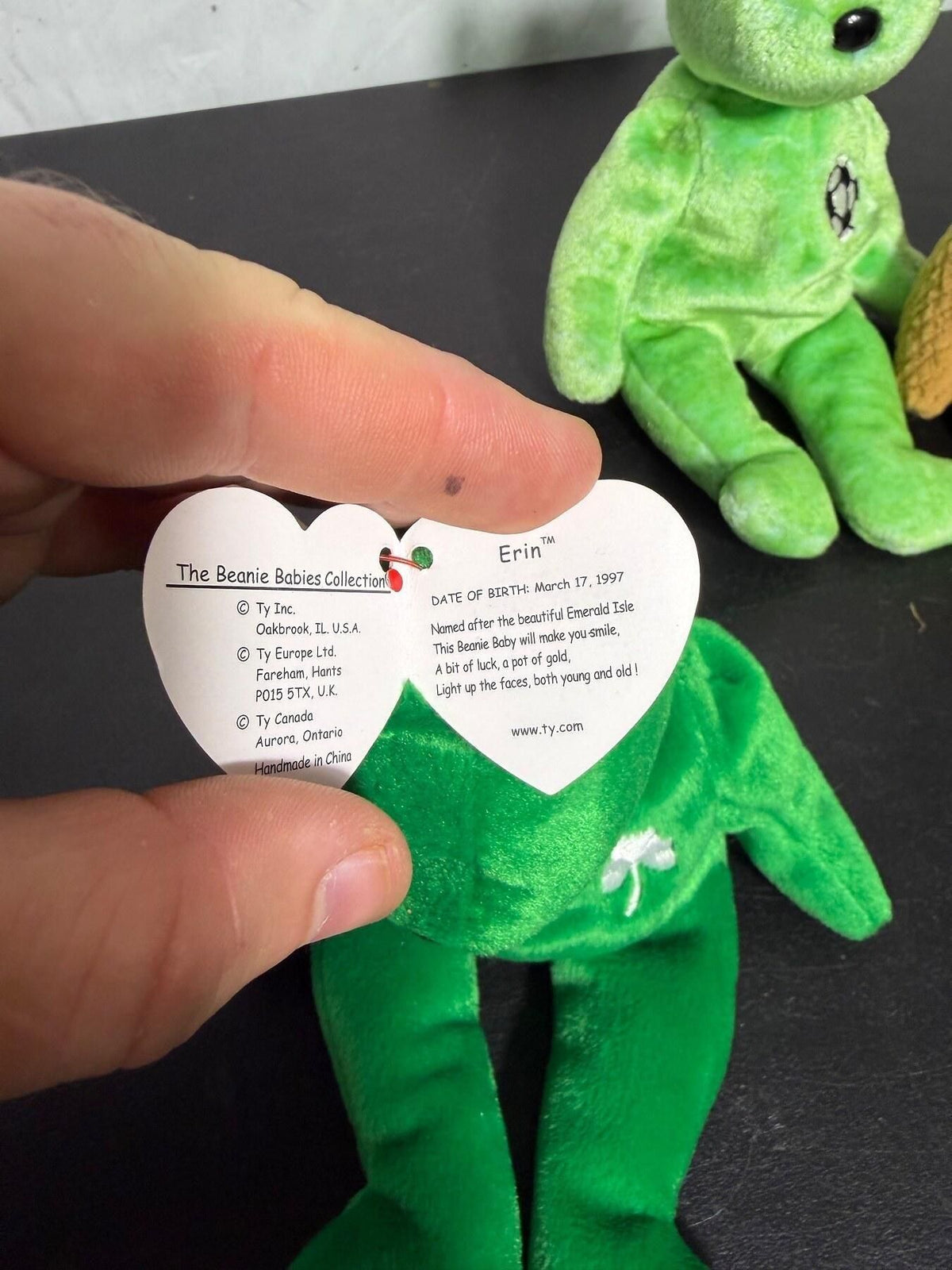 Vintage Ty Beanie Babies Lot of 3: Erin, Kicks, Curly Bears w/ Tags - Wormhole Thrift