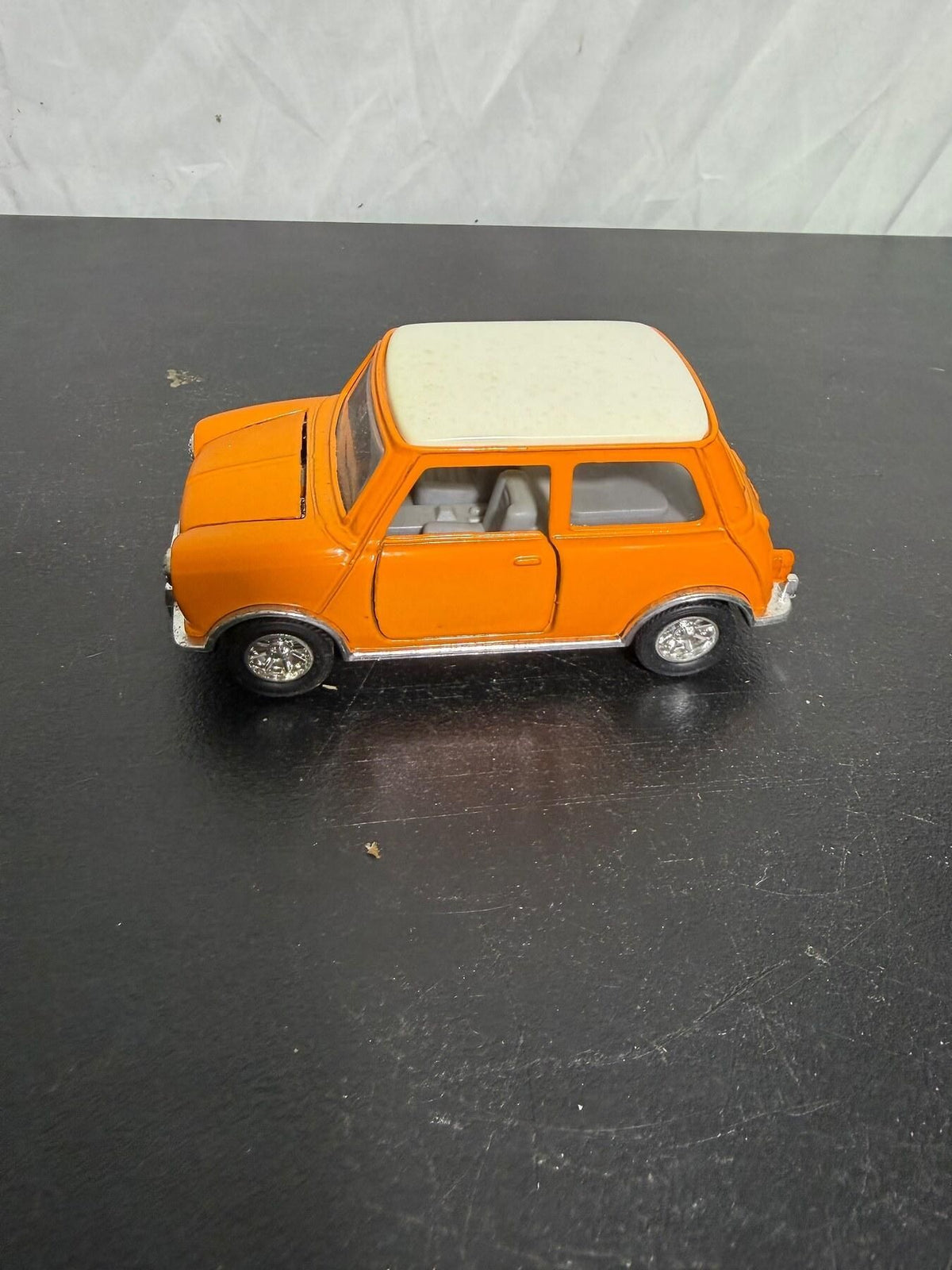 Vintage SS 5701 Diecast Model Car Classic Mini Cooper Orange White - Wormhole Thrift