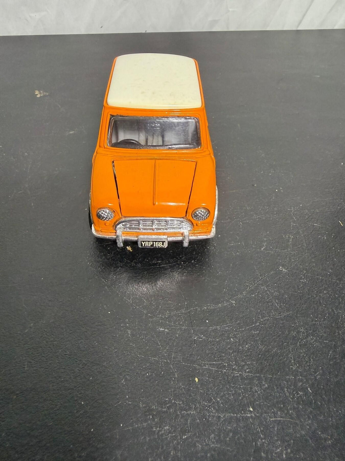 Vintage SS 5701 Diecast Model Car Classic Mini Cooper Orange White - Wormhole Thrift