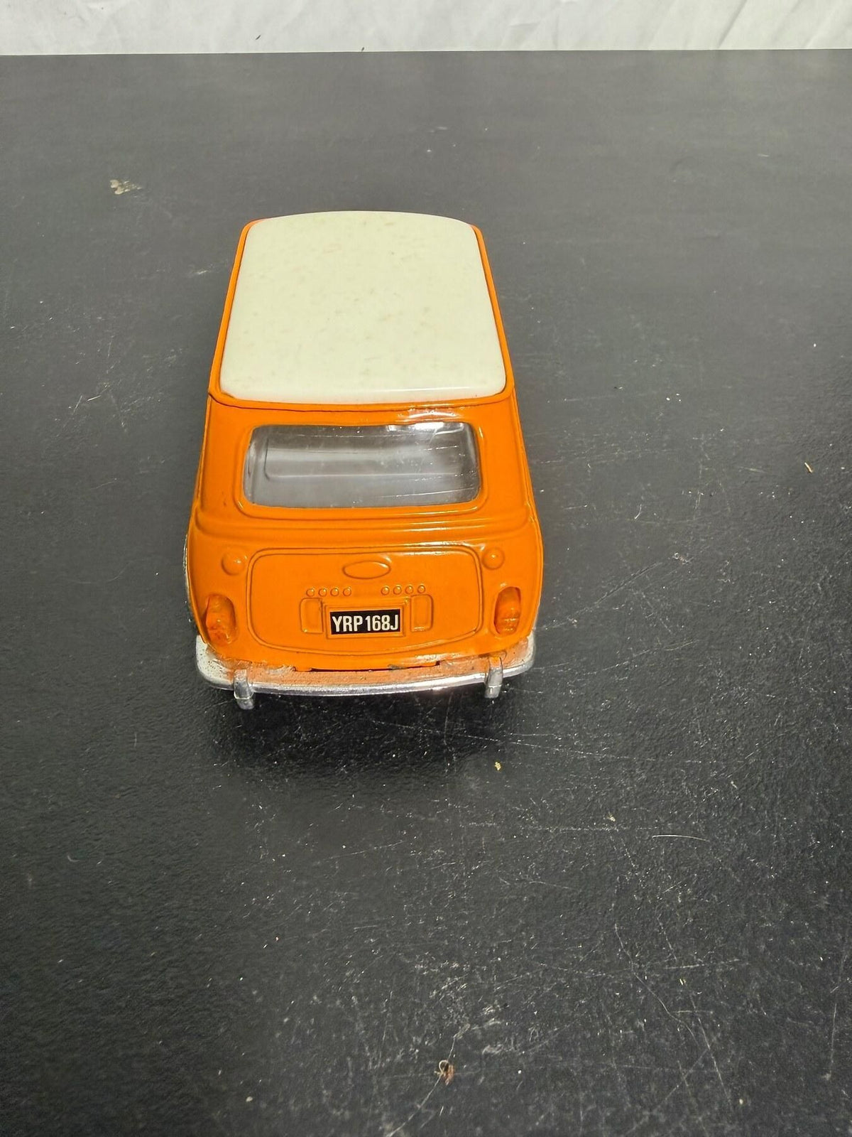 Vintage SS 5701 Diecast Model Car Classic Mini Cooper Orange White - Wormhole Thrift