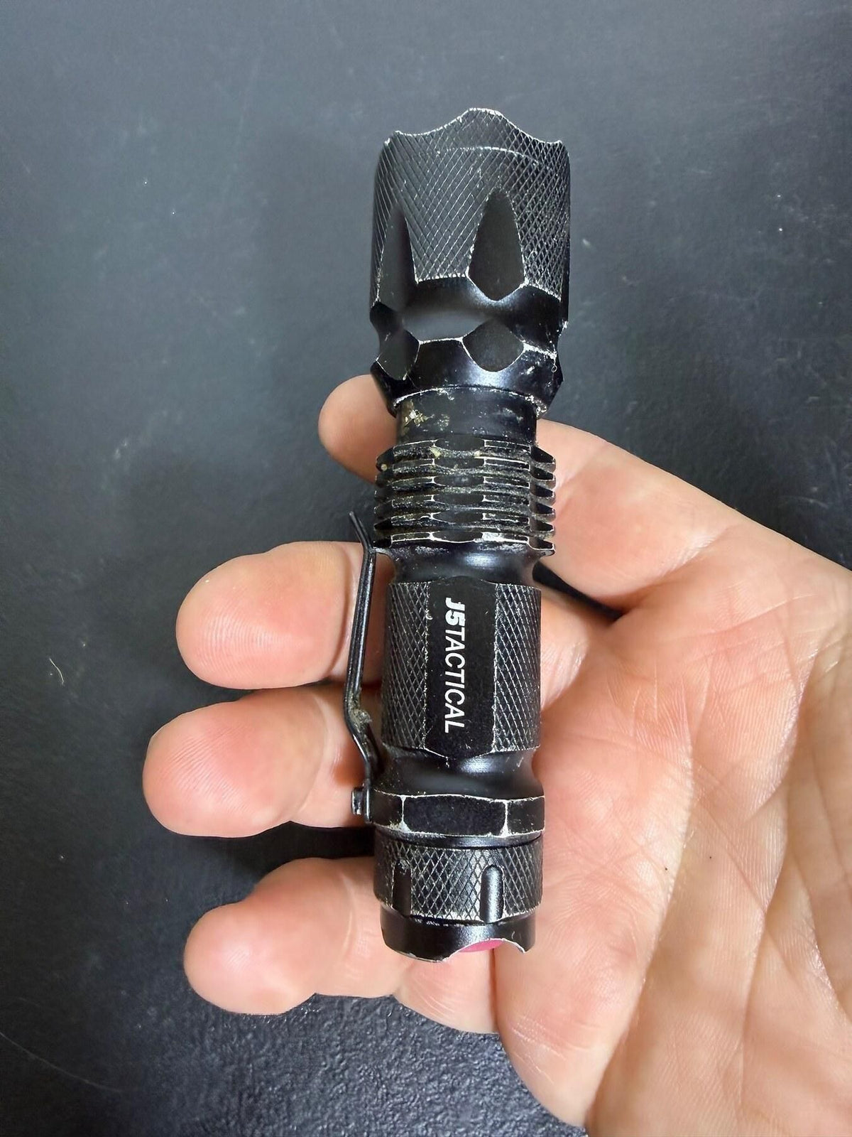 J5 Tactical Black LED Flashlight with Pocket Clip - Wormhole Thrift