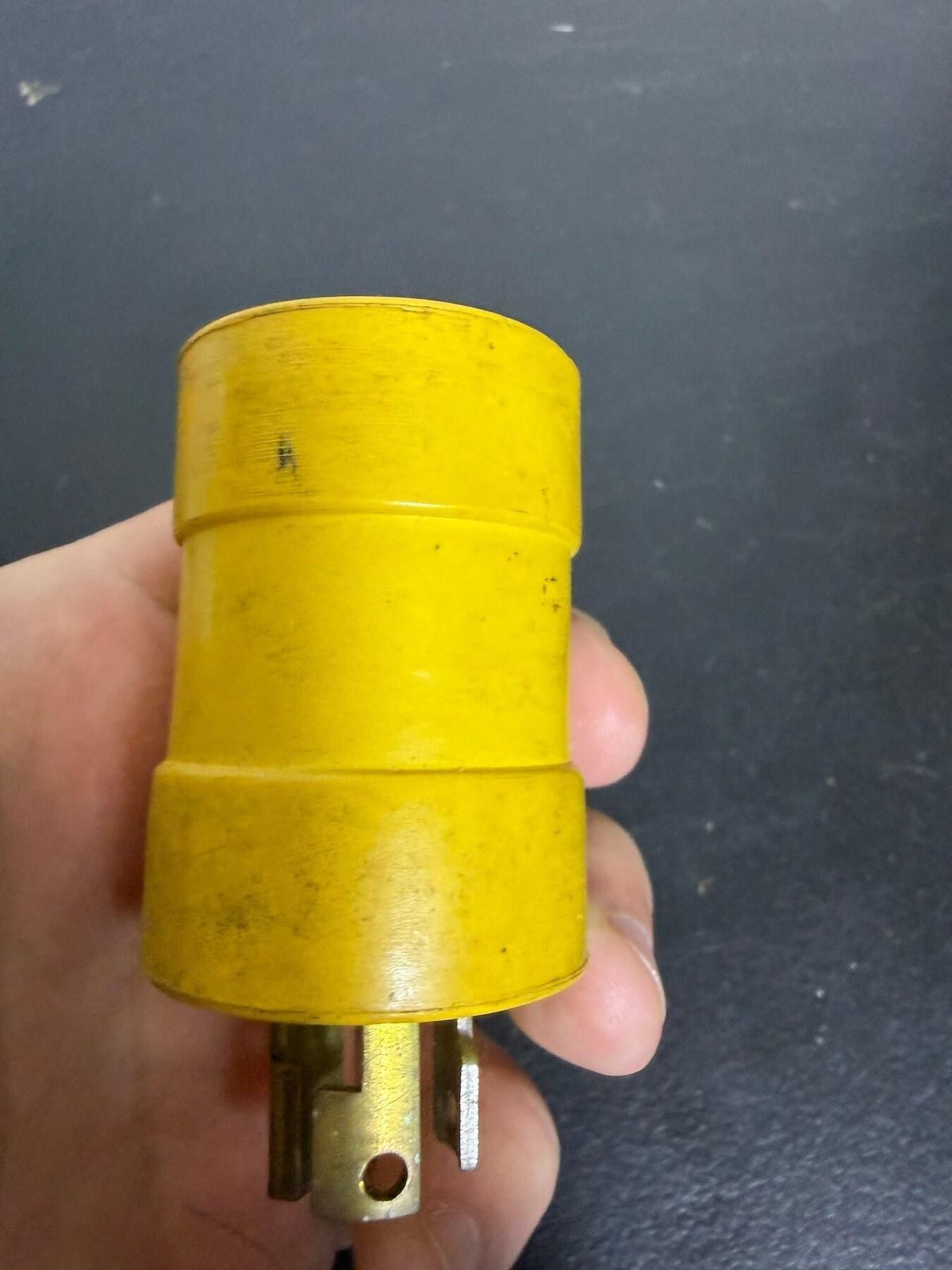 Yellow NEMA L5-15P Locking Plug to 5-15R Receptacle Adapter 15A 125V - Wormhole Thrift