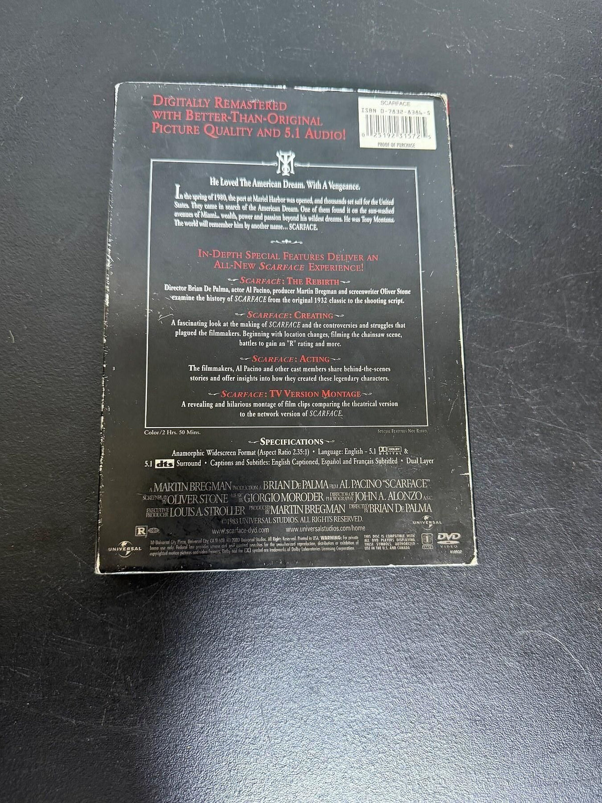 Vintage Scarface Two-Disc Anniversary Edition DVD Al Pacino Universal - Wormhole Thrift