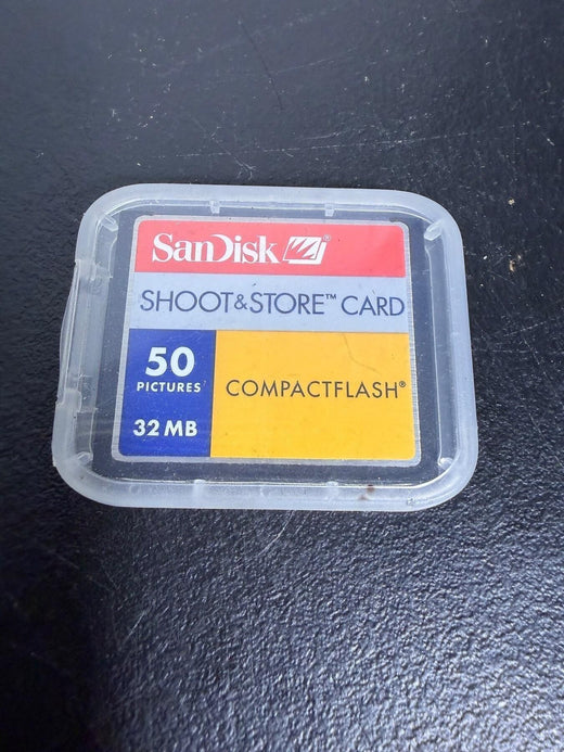 Vintage SanDisk Shoot&Store CompactFlash 32MB Memory Card w/ Case - Wormhole Thrift