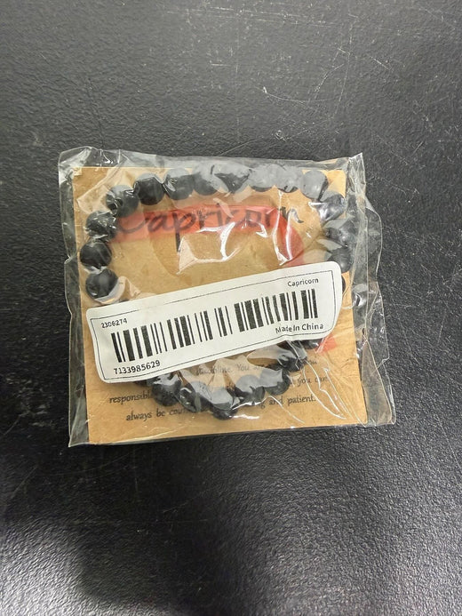 Capricorn Zodiac Black Beaded Bracelet New in Package - Wormhole Thrift
