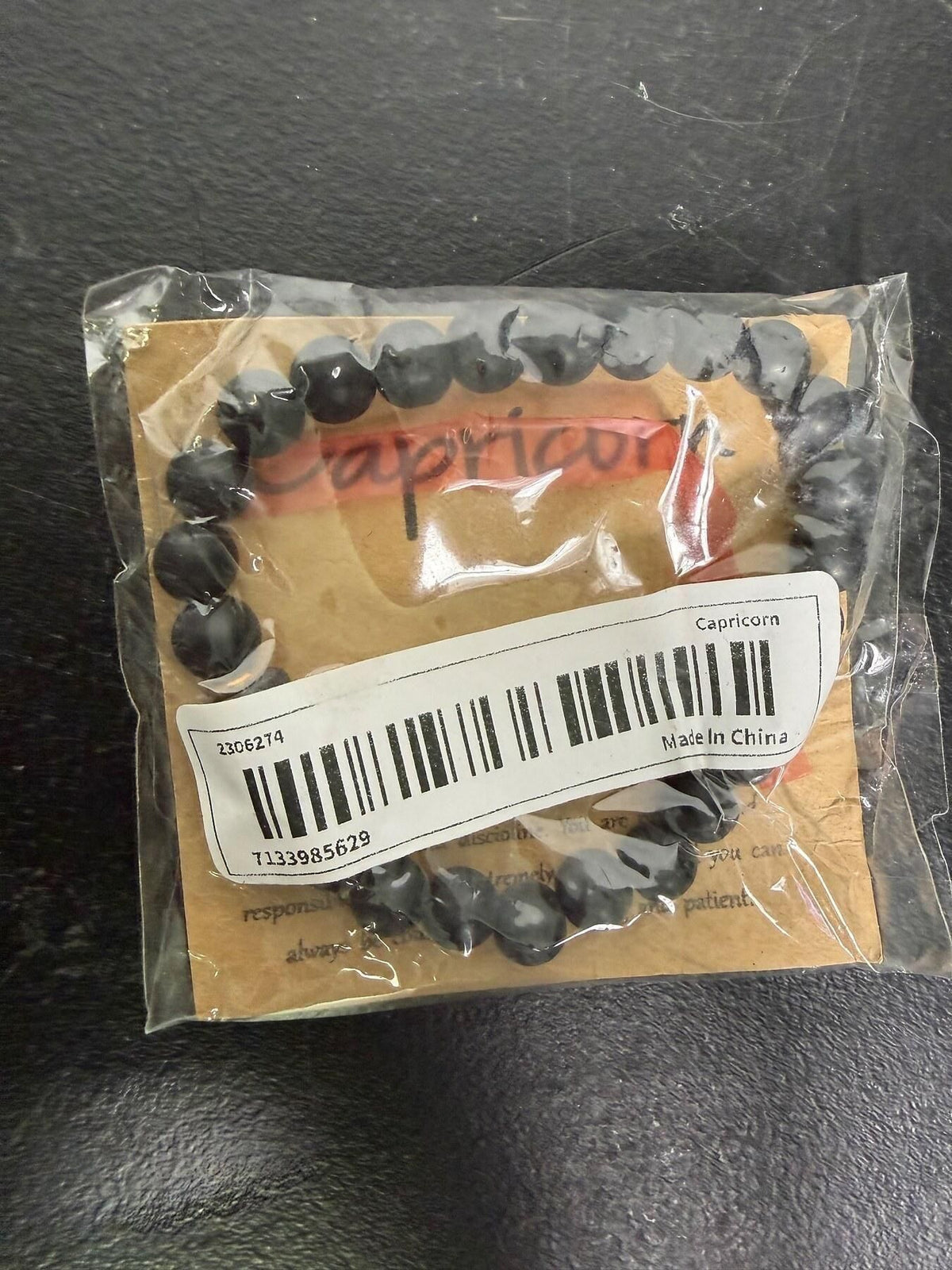 Capricorn Zodiac Black Beaded Bracelet New in Package - Wormhole Thrift