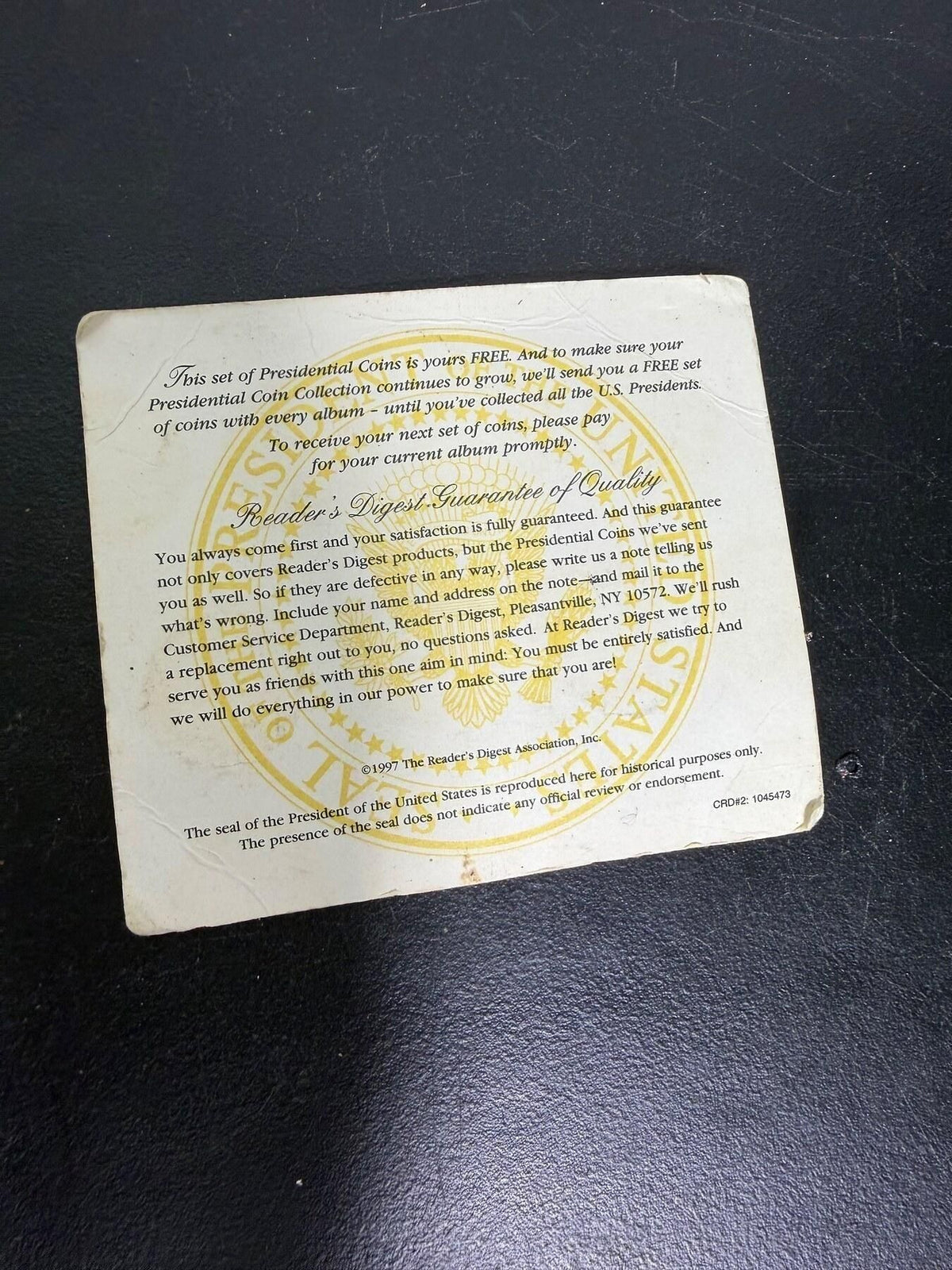 Vintage 1997 Reader's Digest A Coin History of US Presidents Brass Coin Set - Wormhole Thrift