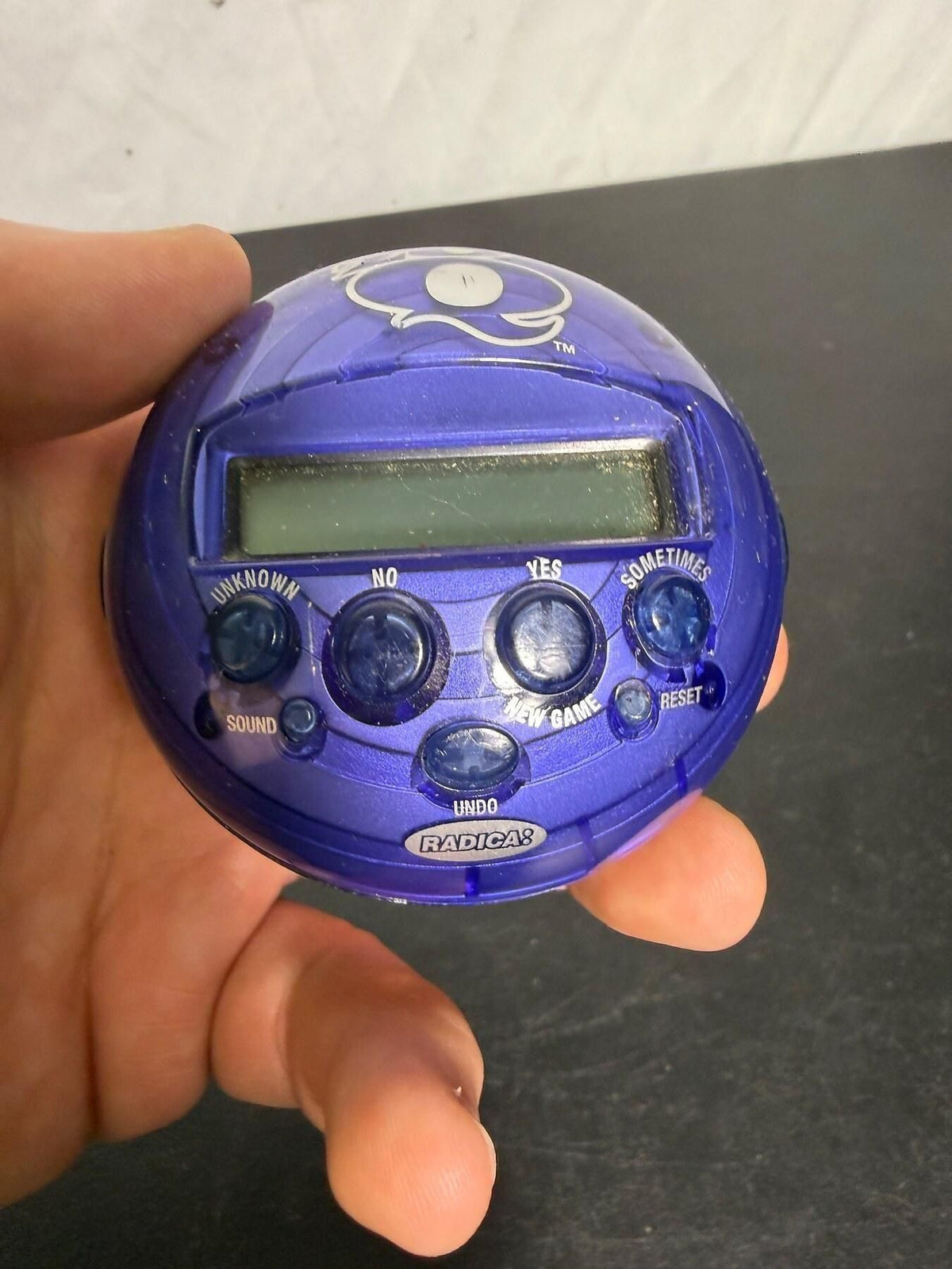 Radica Q Ball Electronic Fortune Teller Game 2007 Mattel Purple - Wormhole Thrift