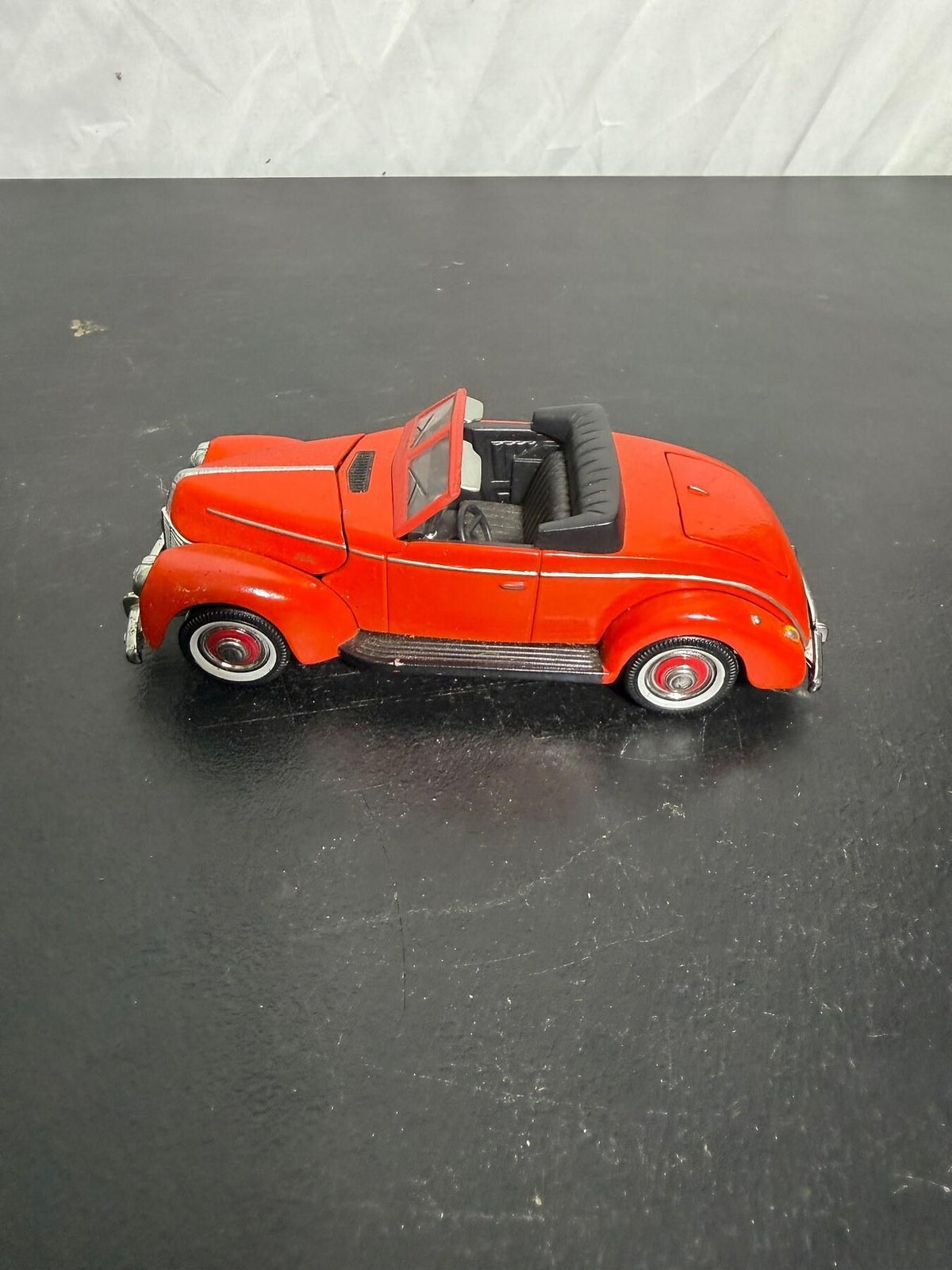 Vintage Golden Wheel 1940 Ford Convertible Diecast Model Car Red - Wormhole Thrift