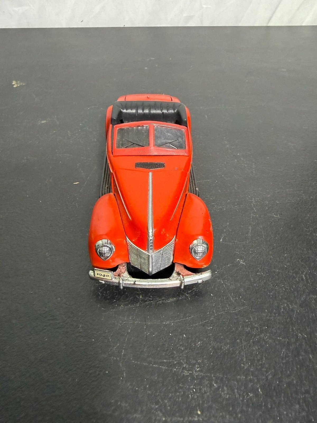 Vintage Golden Wheel 1940 Ford Convertible Diecast Model Car Red - Wormhole Thrift