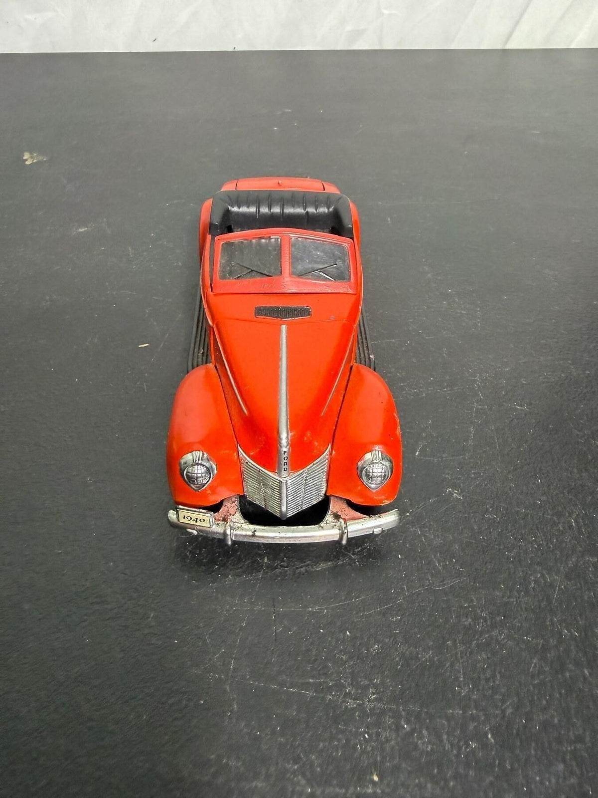 Vintage Golden Wheel 1940 Ford Convertible Diecast Model Car Red - Wormhole Thrift