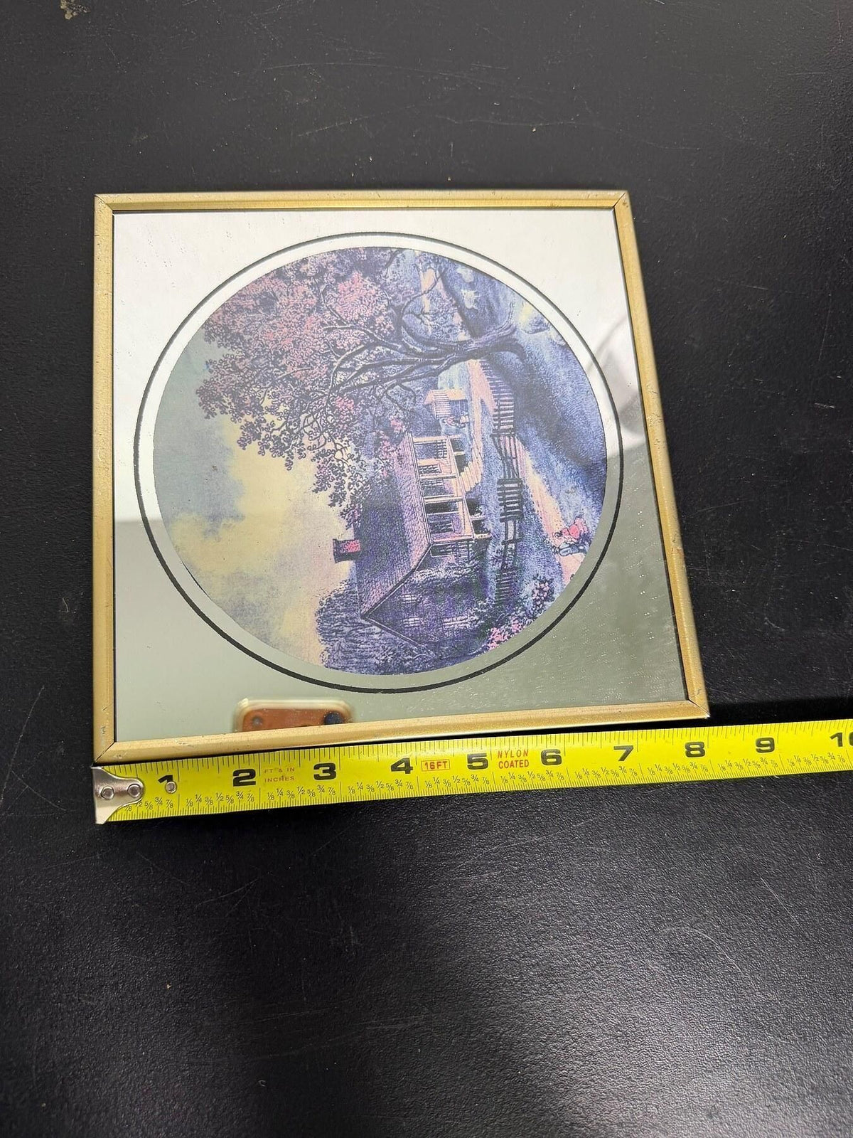 Framed Country Cottage Landscape Mirrored Wall Art Made in Taiwan - Wormhole Thrift