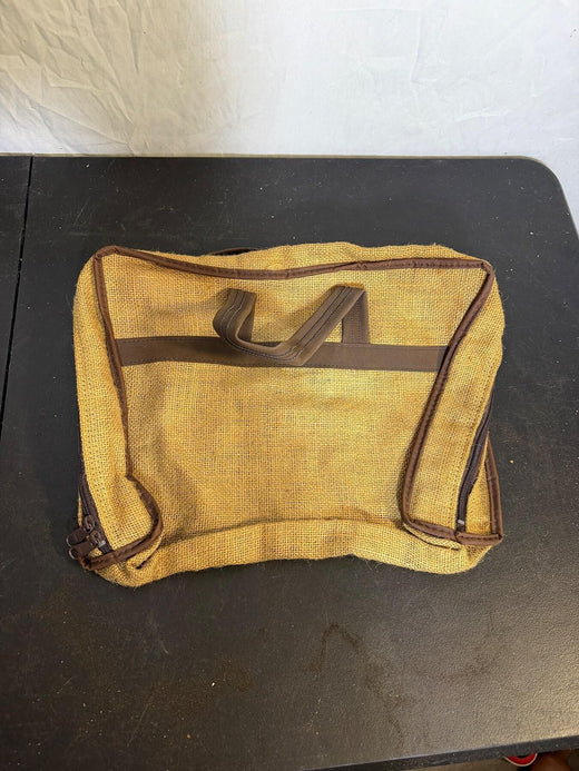 Vintage Service Manufacturing Corporation Jute Burlap Briefcase Portfolio Bag - Wormhole Thrift