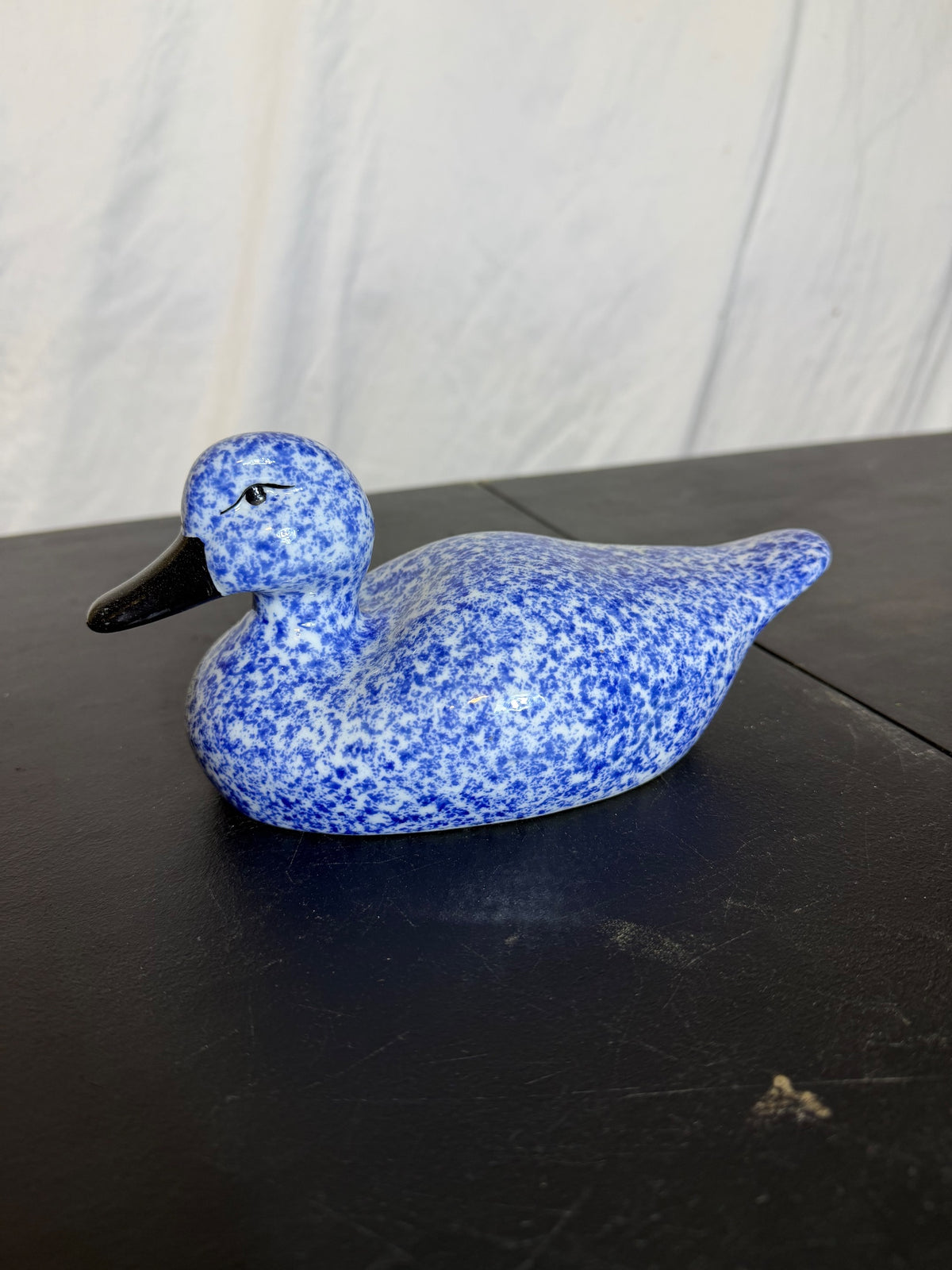Enesco Blue White Speckled Ceramic Duck Figurine Decor - Wormhole Thrift