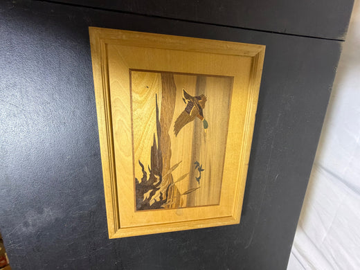 Vintage Hudson River Inlay Marquetry Wood Art Ducks in Flight Nelson Signed - Wormhole Thrift