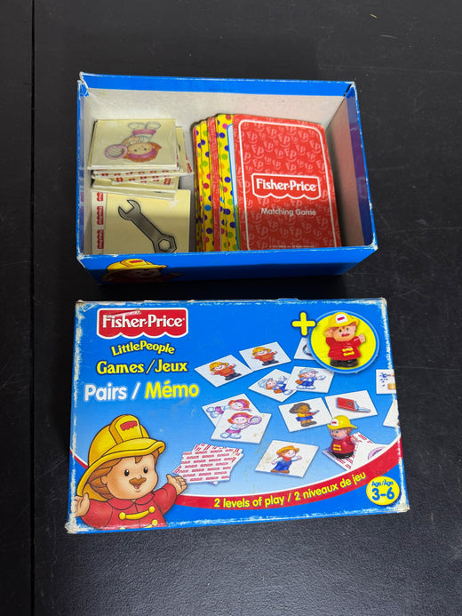 Fisher-Price Little People Pairs Memo Matching Game Box Cards - Wormhole Thrift