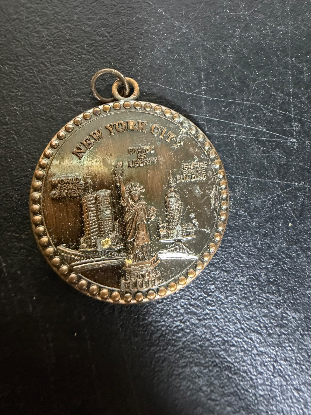Vintage New York City Skyline World Trade Center Charm Pendant - Wormhole Thrift