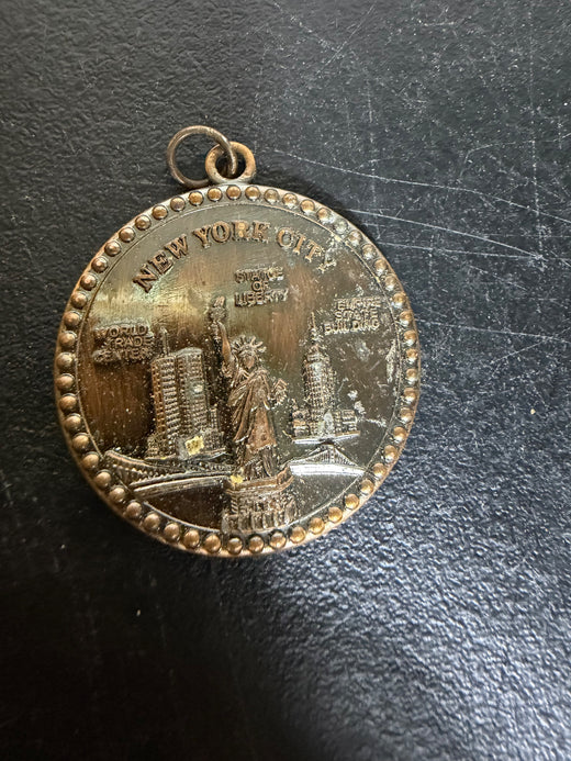 Vintage New York City Skyline World Trade Center Charm Pendant - Wormhole Thrift
