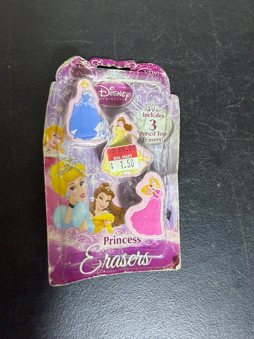 Disney Princess Pencil Top Erasers 3-Pack Sealed 2011 - Wormhole Thrift