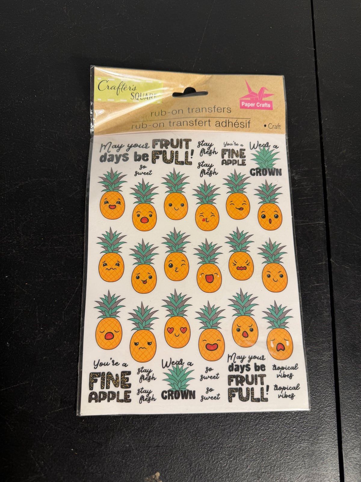 Crafter's Square Pineapple Rub-On Transfers Sticker Sheet Craft Supply New - Wormhole Thrift
