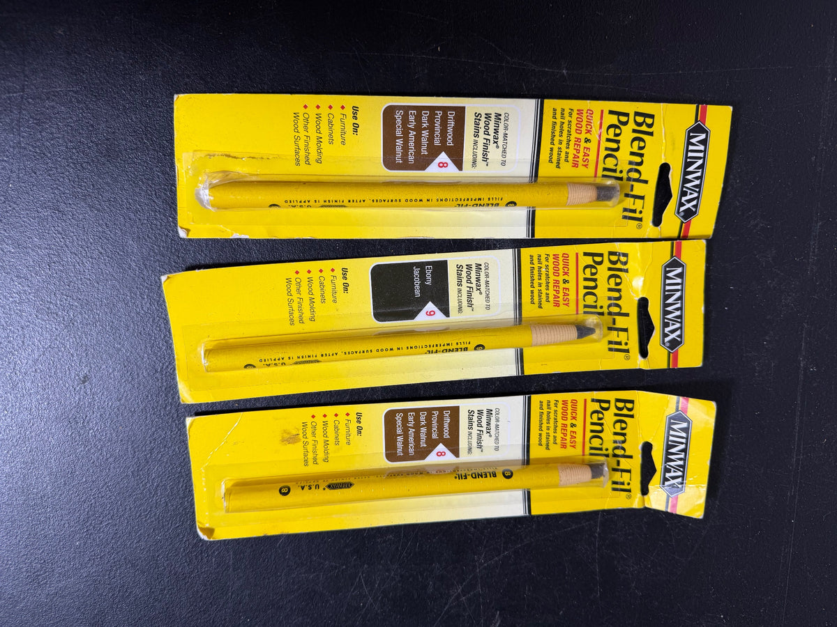 Vintage Minwax Blend-Fil Wood Repair Pencils Lot of 3 - Dark Walnut & Ebony - Wormhole Thrift