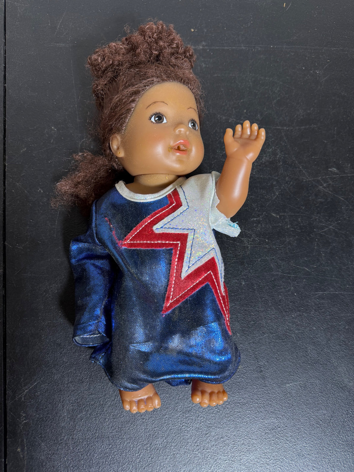 Smart Zone HK Baby Doll 08-21317 Brown Curly Hair Blue Star Outfit - Wormhole Thrift