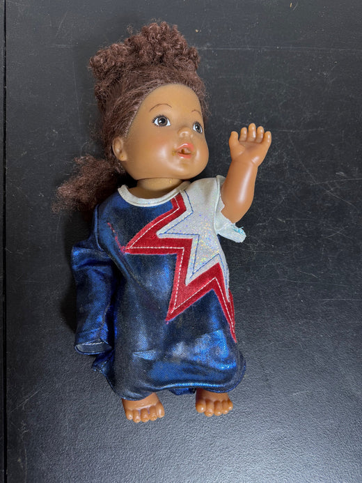 Smart Zone HK Baby Doll 08-21317 Brown Curly Hair Blue Star Outfit - Wormhole Thrift
